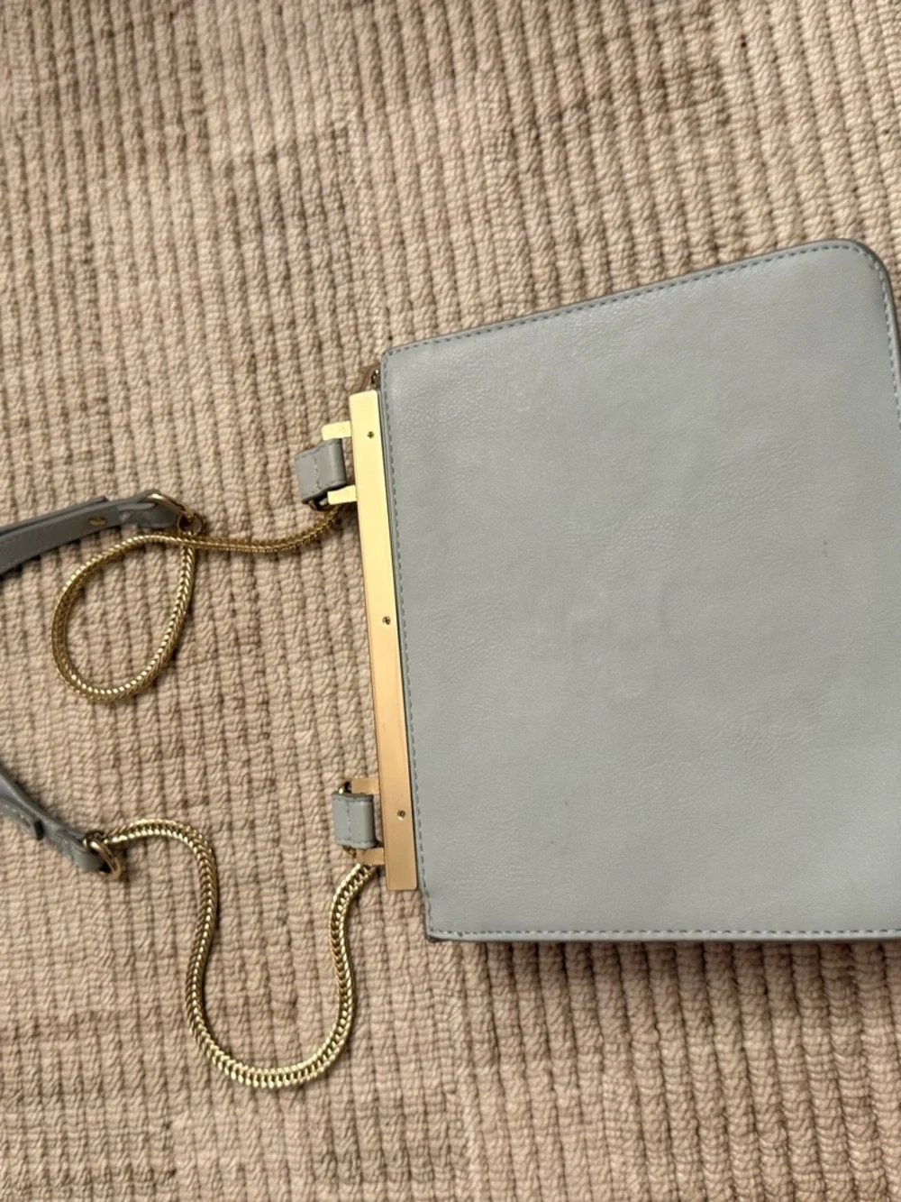 Zara Light Gray Crossbody Bag with Gold Hardware